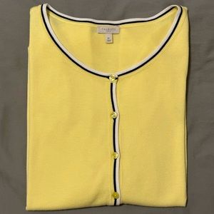 Talbots Women’s Cardigan Bracelet Length Sleeve Round Neck XL Yellow